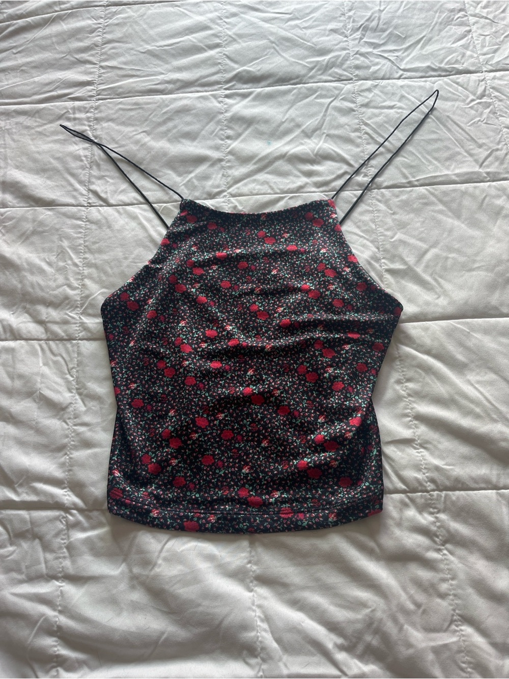 Urban Outfitters Black Cami with Red Floral Print